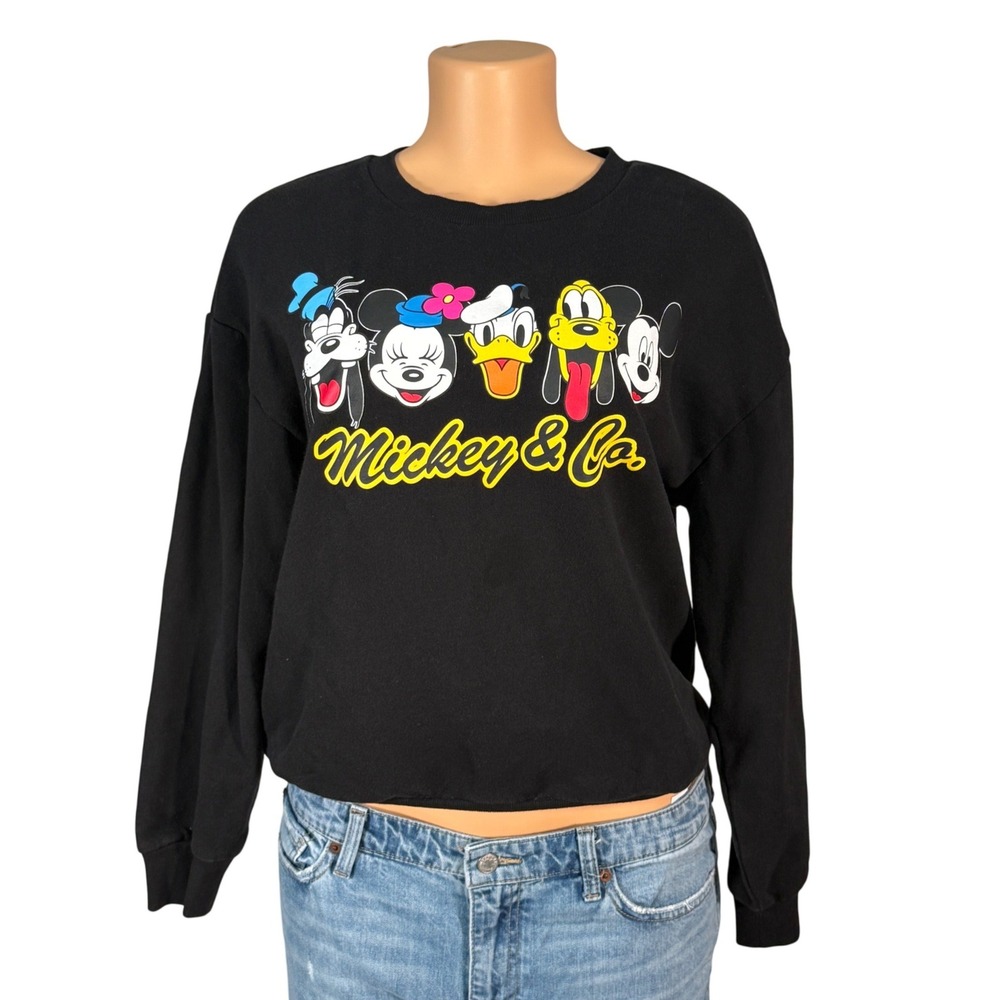 Mickey & Co Sweatshirt‎ Womens Medium Black Excellent Disney Character Graphic